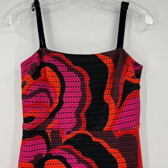 Trina Turk Womens 4 Pernilla Zen Patterned Perforated Scuba Knit Dress Pink - Picture 3 of 6